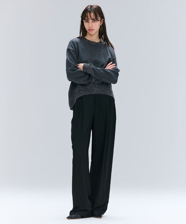 BEIGE， 【洗える】LA MONNAIE / モヘアMIXクルーネックニット Gray