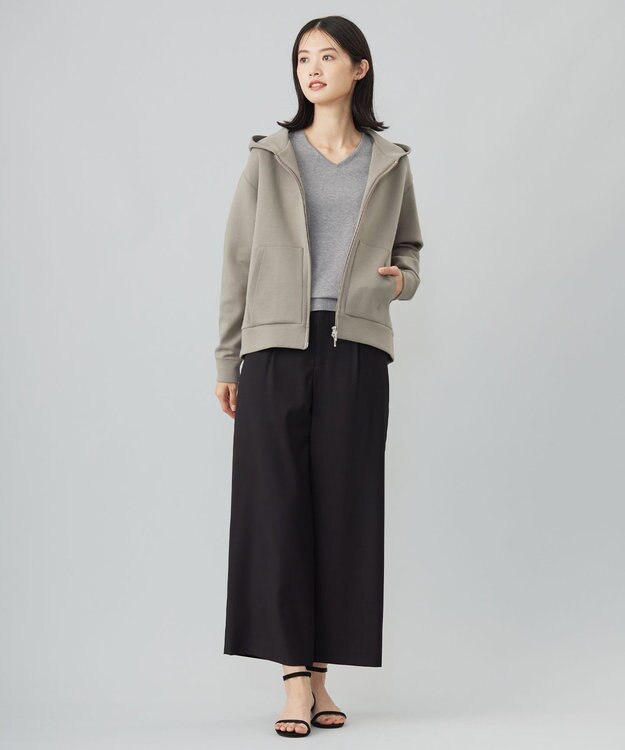 J.PRESS LADIES L ダンボール ジップアップ パーカー モカグレー系