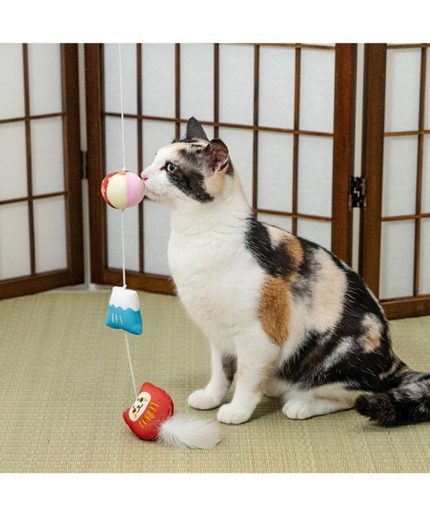 PET PARADISE ペットパラダイス キャット  和だるま 猫じゃらし レッド