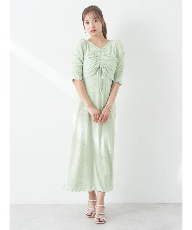 earth music&ecology やわらかカットソーレイヤード見えワンピース Mint Green