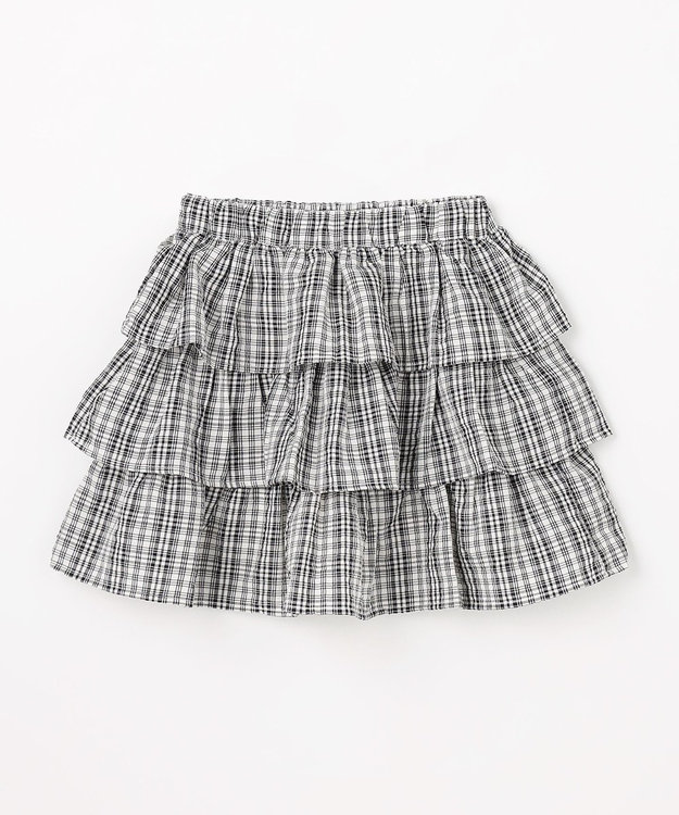 ANY KIDS 【洗濯機可能】ティアード チェックスカパン ブラック