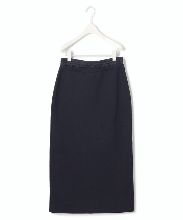 ICB L 【洗える】コットンポリエステルスムース ニットスカート ネイビー系