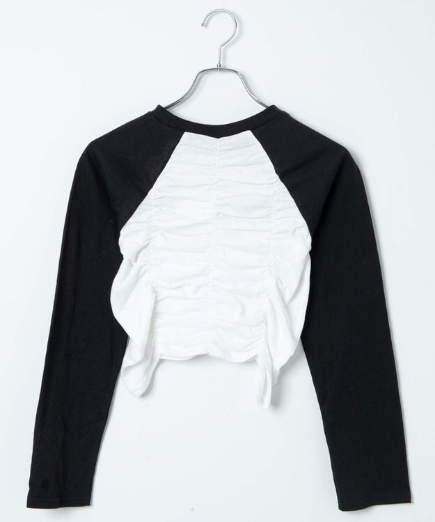 WEGO シャーリングデザインラグランロンT ブラック