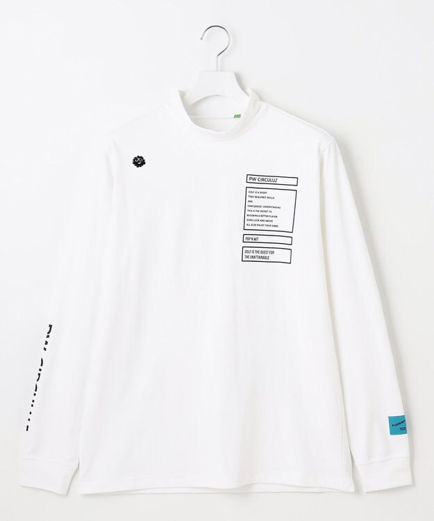 PW CIRCULUS 【吸水速乾 / UV遮蔽率99.5% UVカット / ストレッチ】【MEN】ロングスリーブモックT ゴルフ ホワイト系