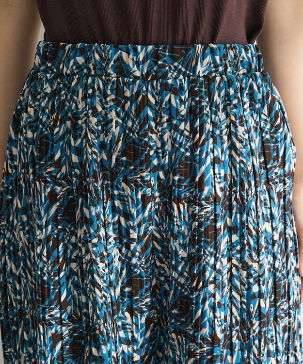 Green Parks セルフカットプリーツ柄パンツ Blue