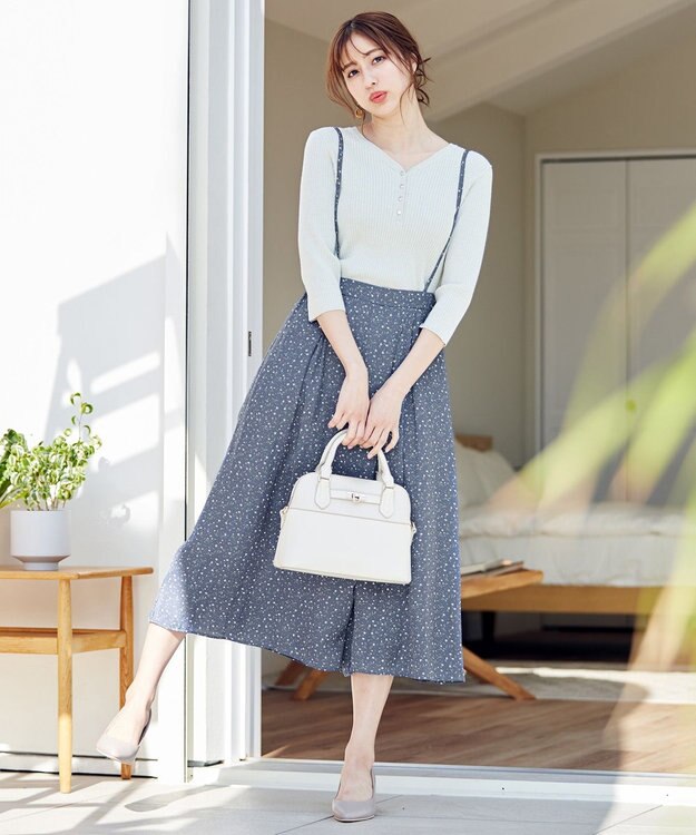 ANY SIS L 【2SET】プチフラワー パンツ セット ブルーグレー