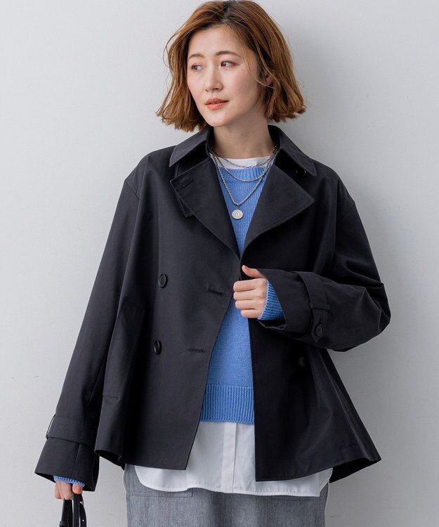 23区 【先行予約】エアータンブラー TCギャバジン ハーフ コート ネイビー系