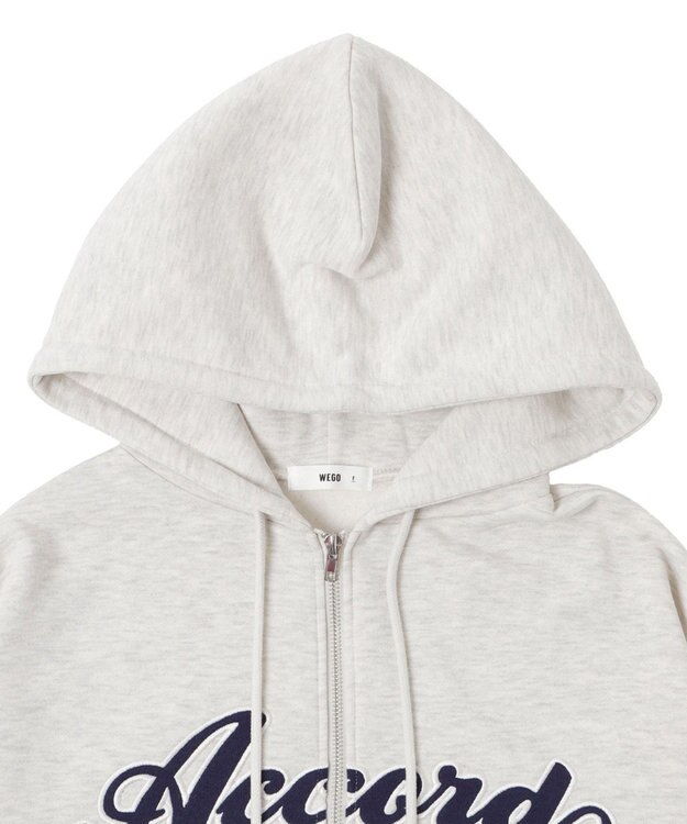 WEGO 裏起毛スタジアムロゴジップパーカー 杢グレー