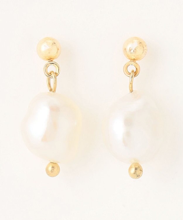 ANY ラウンドパールピアス（両耳用） ゴールド