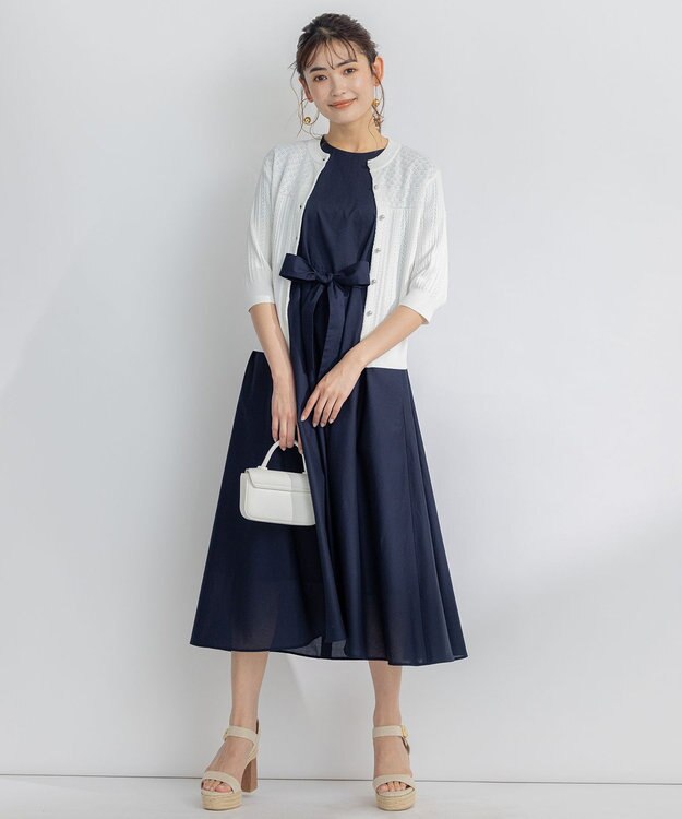 組曲 【前後着用可】MINAレーシーニット カーディガン アイボリー系