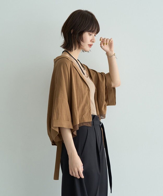 YECCA VECCA 【接触冷感】クロップドデザインジャケット② Camel