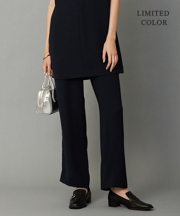 ICB L 【WEB限定カラーあり・洗える】 ライトダブルクロス ストレートパンツ ネイビー系［WEB限定］