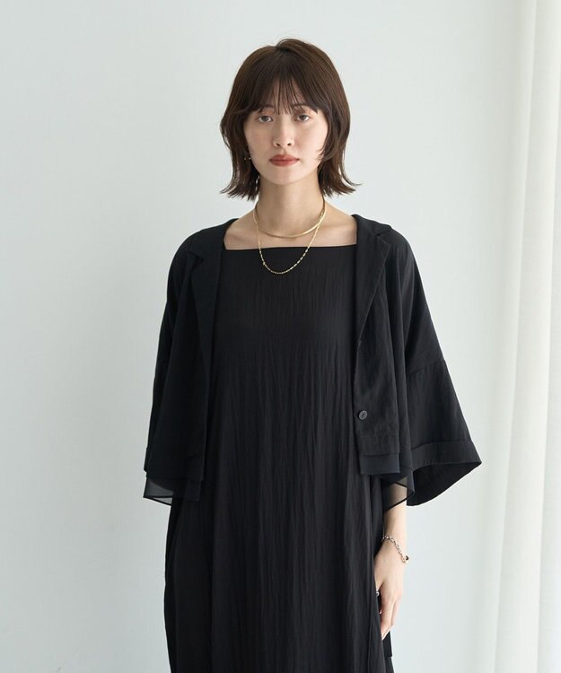 YECCA VECCA 【接触冷感】クロップドデザインジャケット② Black