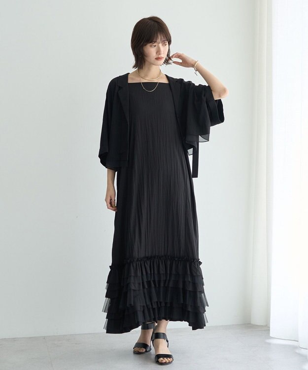 YECCA VECCA 【接触冷感】クロップドデザインジャケット② Black