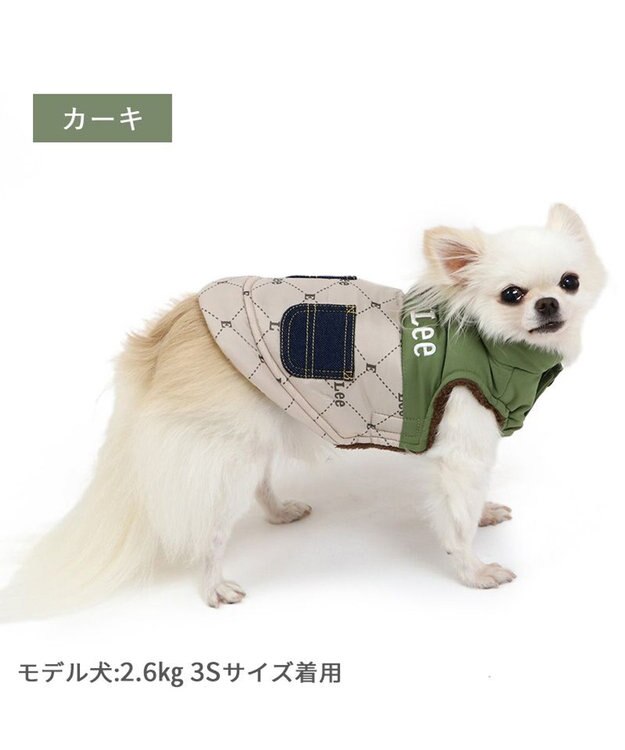 PET PARADISE LEE 綿入ベスト モノグラム 《カーキー》 小型犬 カーキ