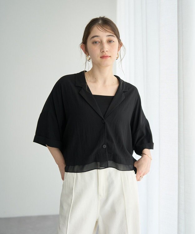 YECCA VECCA 【接触冷感】クロップドデザインジャケット② Black