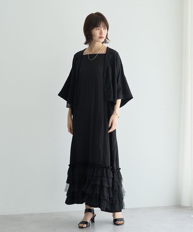 YECCA VECCA 【接触冷感】クロップドデザインジャケット② Black