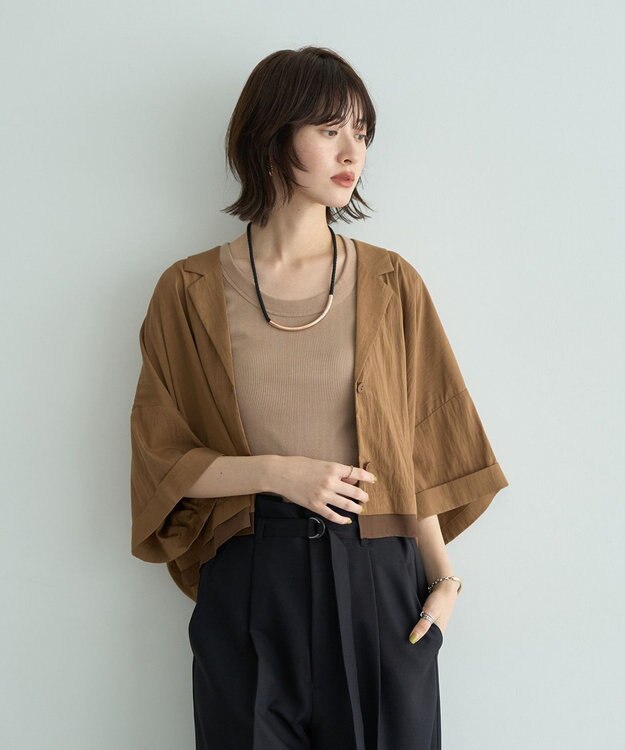 YECCA VECCA 【接触冷感】クロップドデザインジャケット② Camel