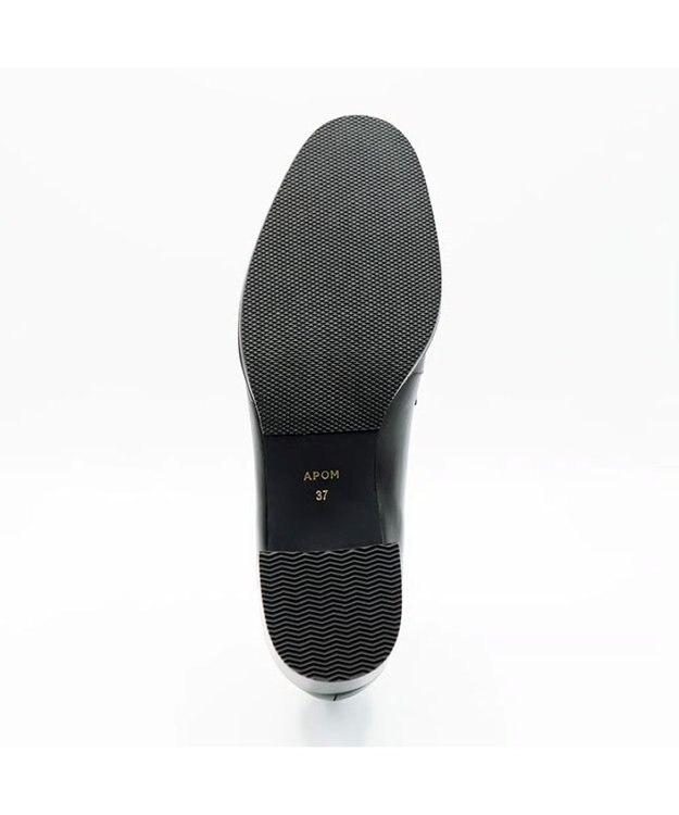 APOM イタリアンレザー ブロックヒールビットローファー45 ブラック