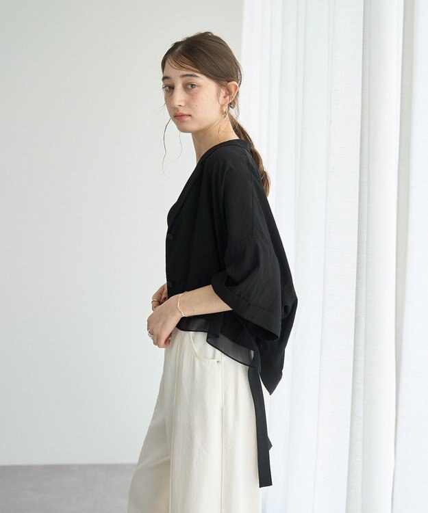 YECCA VECCA 【接触冷感】クロップドデザインジャケット② Black