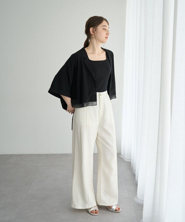 YECCA VECCA 【接触冷感】クロップドデザインジャケット② Black