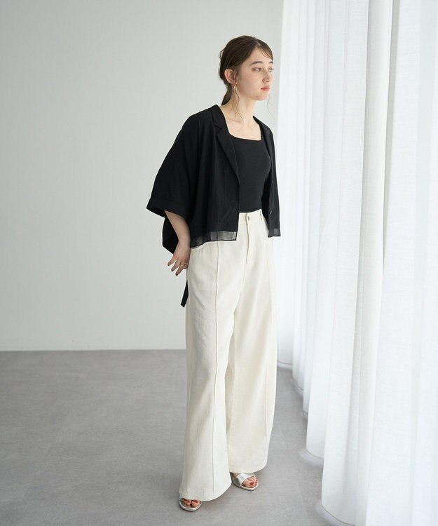 YECCA VECCA 【接触冷感】クロップドデザインジャケット② Black