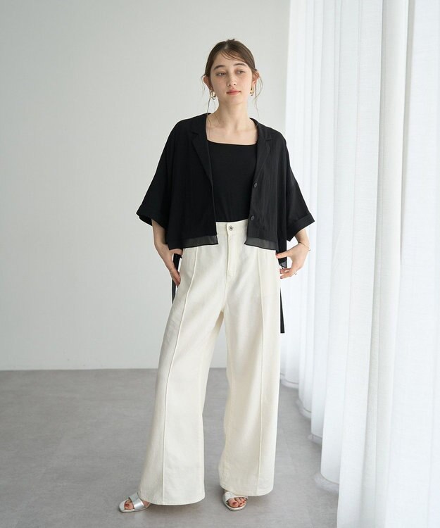 YECCA VECCA 【接触冷感】クロップドデザインジャケット② Black