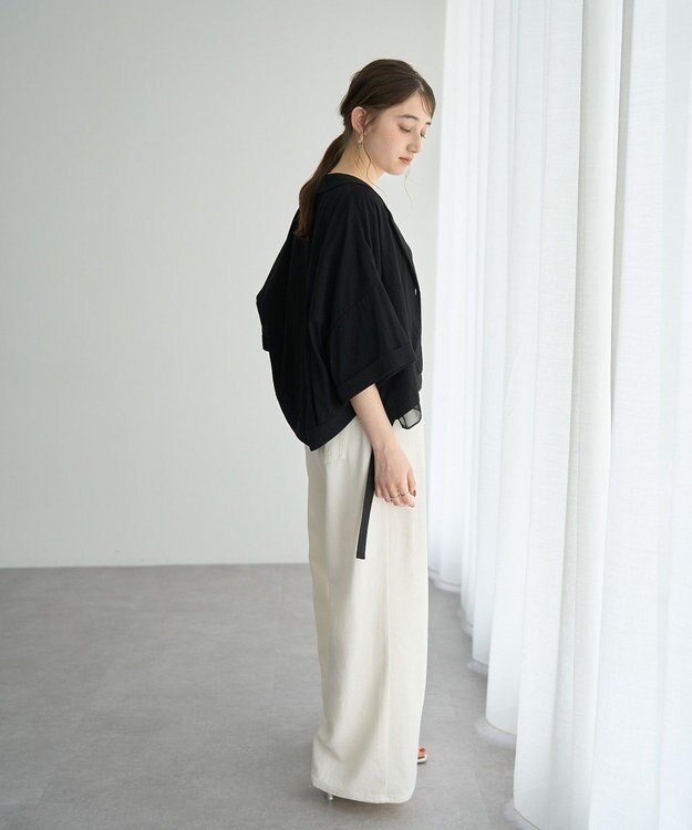 YECCA VECCA 【接触冷感】クロップドデザインジャケット② Black