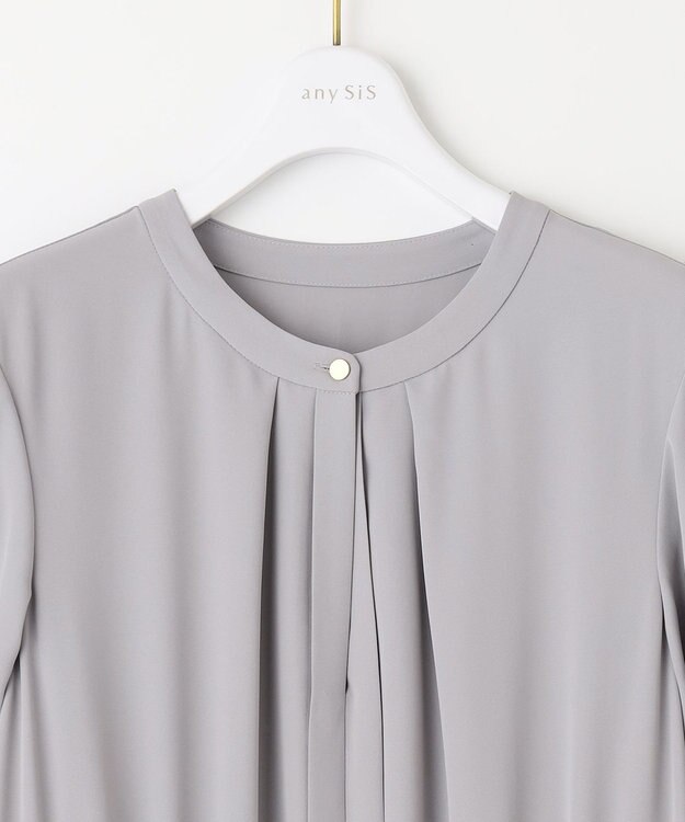 ANY SIS 【AIコラボ】スタンドカラープリーツ ワンピース ライトグレー