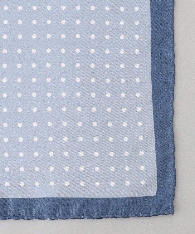 GOTAIRIKU 日本製【シルク100％】オリジナル柄チーフ_ドット柄 ブルー系8