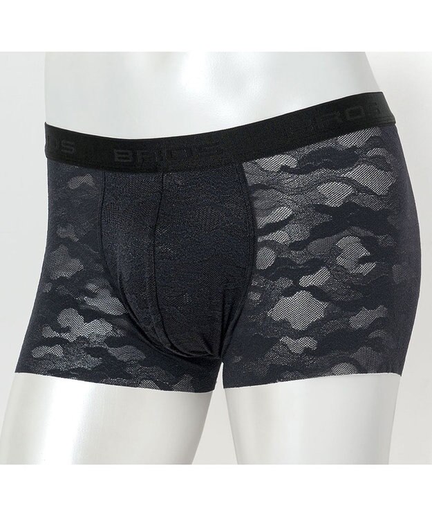 WACOAL MEN ボクサーパンツ 「レースボクサー」 通気性 フロント快適グラマラス 前閉じ GT3340 /ブロス バイ ワコールメン ブラック