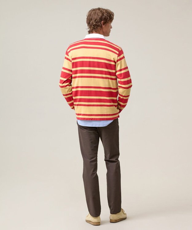 J.PRESS MEN ソフトタッチコットンマルチボーダー ラガーポロシャツ レッド系7