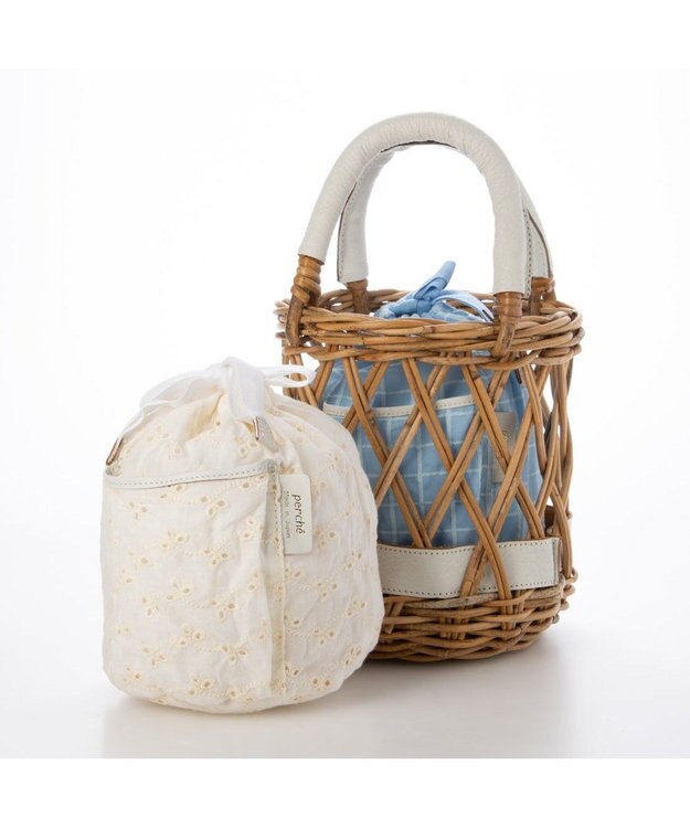 UNBILLION ペルケ perche / 透かし網姫路レザー2WAYかごバッグ アイボリー