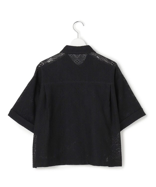 23区 【SLOW/一部店舗限定】モチーフレース 半袖 シャツ ブラック