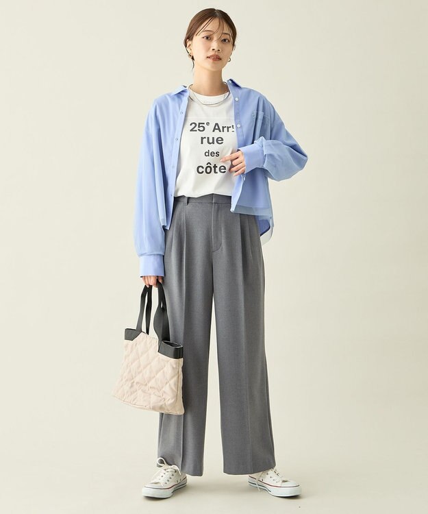 ANY L クロップドチュールコンビシャツ ブルー