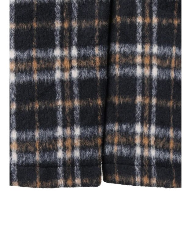 AMERICAN HOLIC チェックコクーンミディコート Check Navy