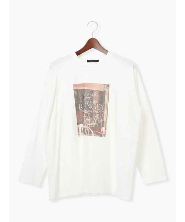 Te chichi フォトプリントロングスリーブTシャツ オフホワイト