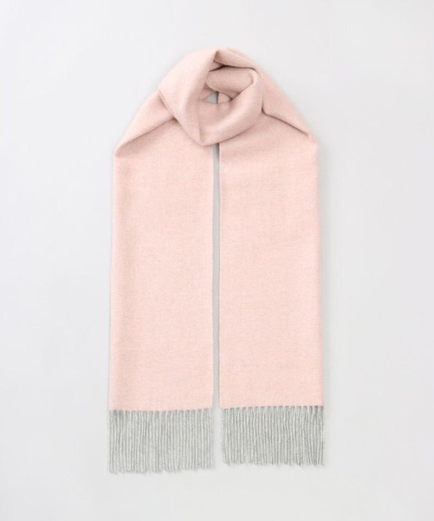 AURORA 【 LANVIN COLLECTION（ランバン コレクション） 】カシミヤ100%無地シングルリバーシブルマフラー(WASH) グレイッシュピンク