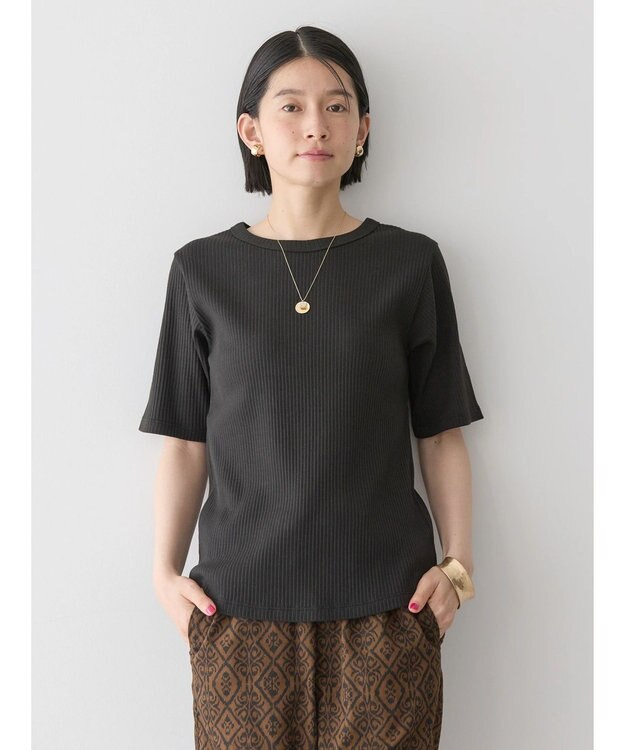 AMERICAN HOLIC 抗菌防臭針抜きテレコカットプルオーバー Black