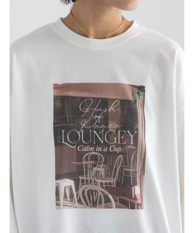 Te chichi フォトプリントロングスリーブTシャツ オフホワイト