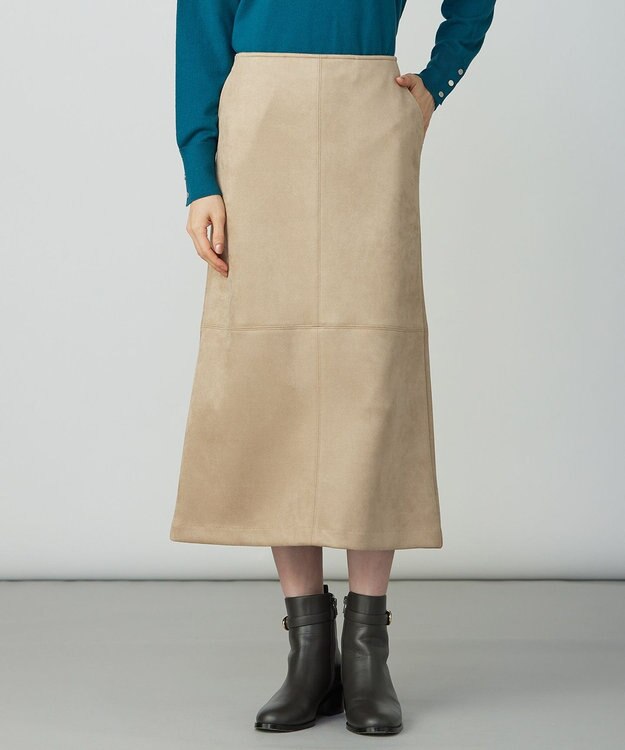 J.PRESS LADIES S スエードダンボール スカート ベージュ系