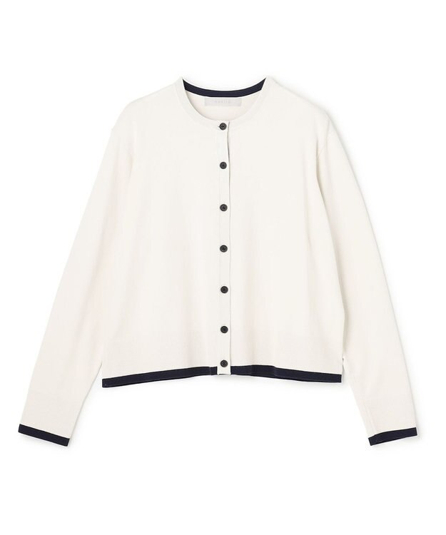 UNFILO マイビューティニット バイカラー カーディガン グレージュ×ブラック