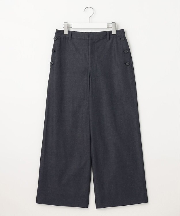 J.PRESS LADIES L 【洗える・吸水速乾】コットン麻シェルドライ ワイド パンツ ネイビー系