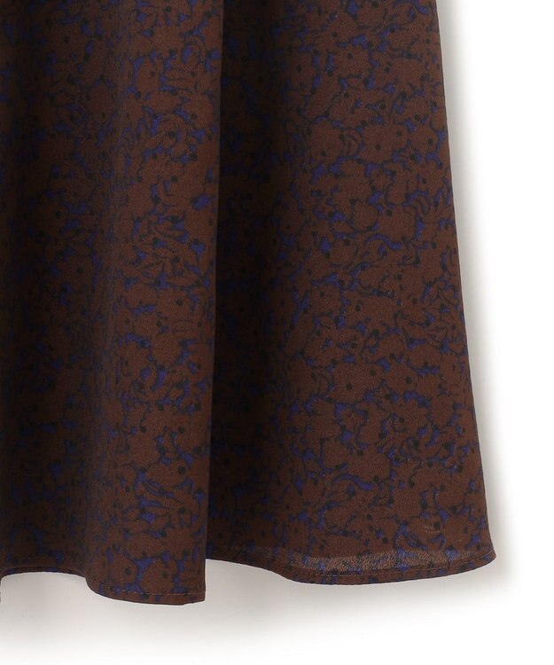 23区 【SLOW/洗える】アンティークフラワープリント スカート ダークブラウン系1