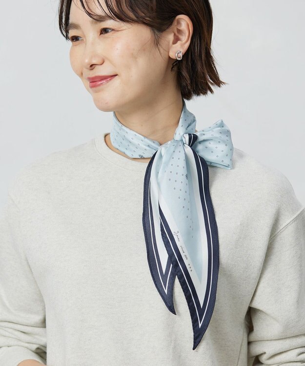 J.PRESS LADIES スクエアドット 剣先 スカーフ サックスブルー系5
