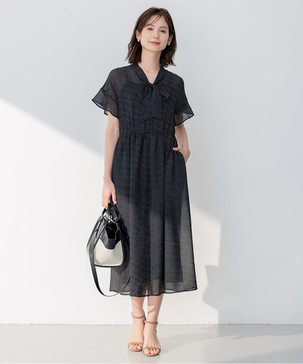 組曲 【WEB限定・2WAY】サッカードビードットプリント ワンピース ブラック系5