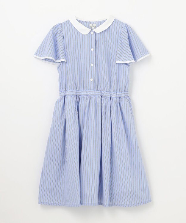 組曲 KIDS 【150-160㎝】サマーストライプ ワンピース サックスブルー系1