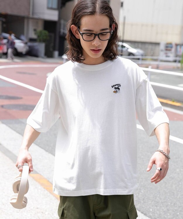 WEGO 【ユニセックス着用ITEM/綿100%/SMLサイズ展開】リラックスフィットワンポイントT（S） ホワイトその他