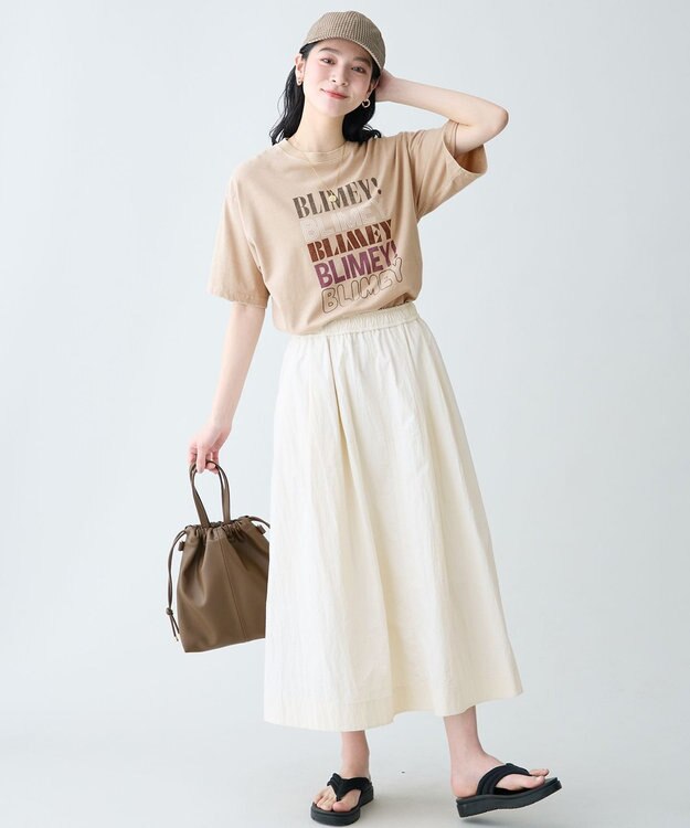ANY ピグメントアソートロゴＴシャツ ベージュ