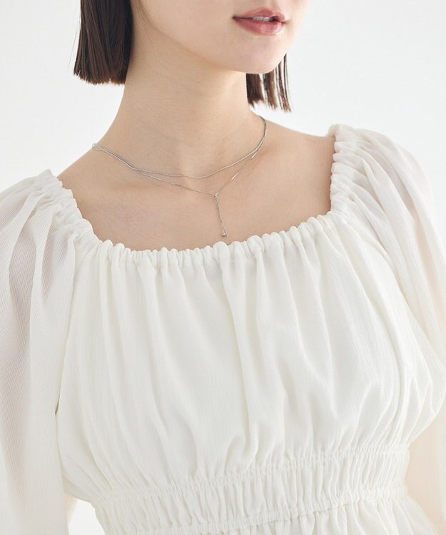 earth music&ecology バルーンヘムブラウス Off White